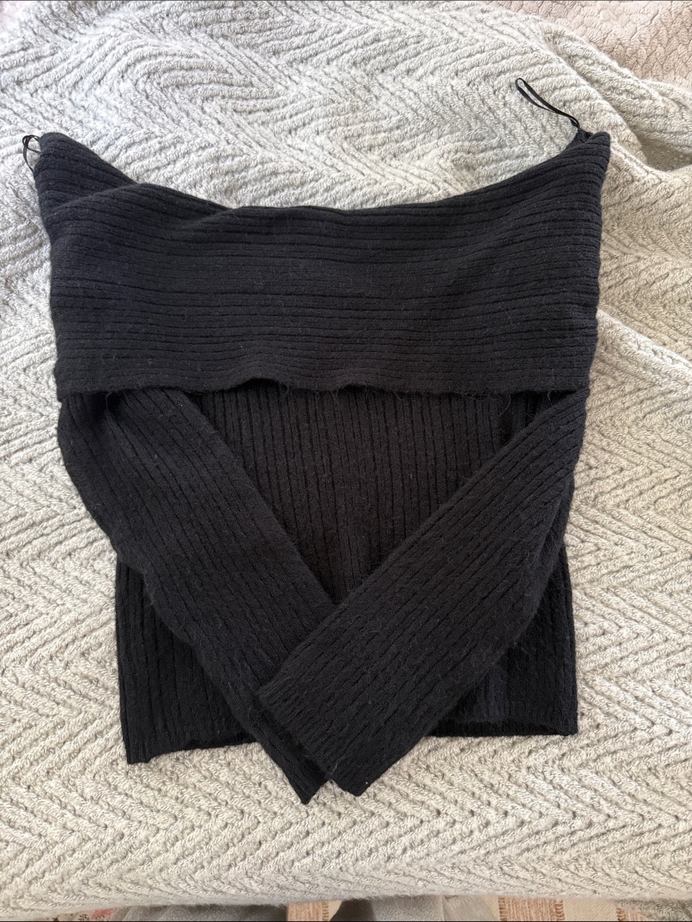 Black Knit Off the Shoulder Sweater